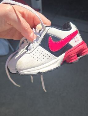 Nike Kids White and Pink Shox Sneaker